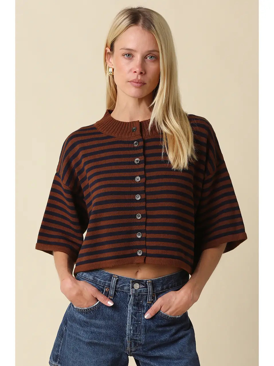 Natalia Stripe Loose Knit Top