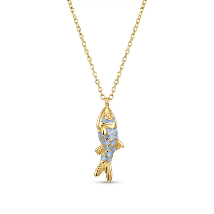 Lucky Fish Pendant Necklace – Waterproof Gold Plated Stainless Steel