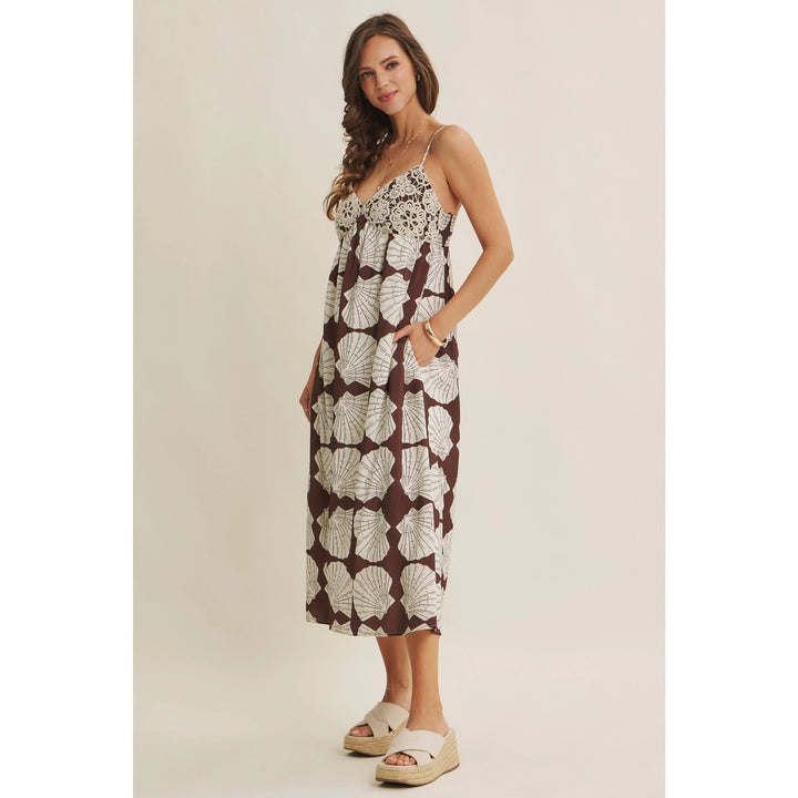 Coastal Breeze Earthy Aesthetic Seashell Midi with Crochet
