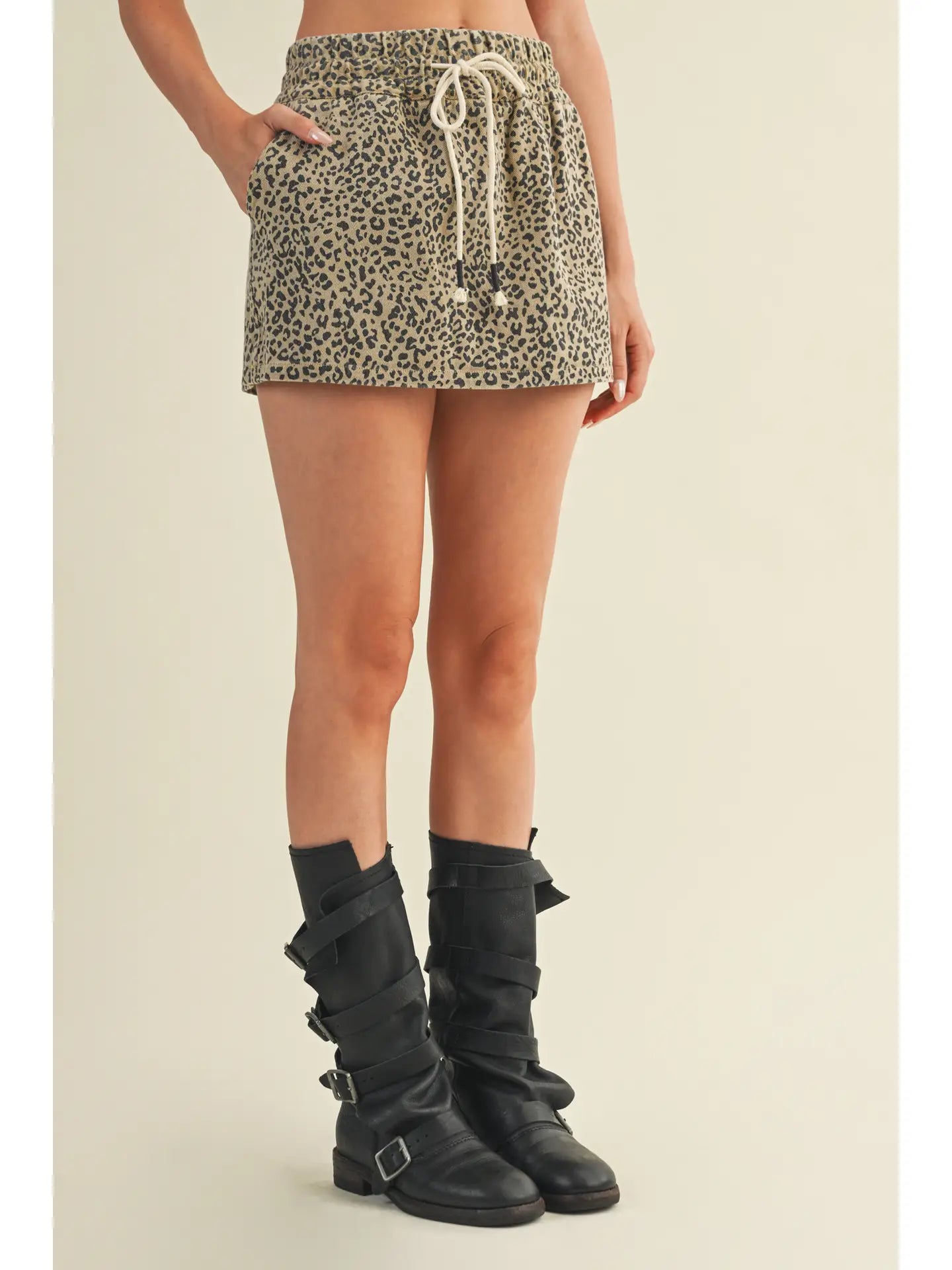 Leopard Drawstring Skort