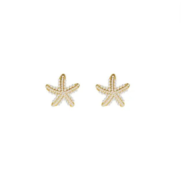 Starfish Pearl Stud Earrings Summer Accessories