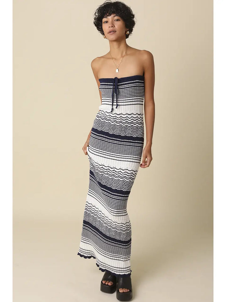 Clare Strapless Textured Knit Maxi Dress