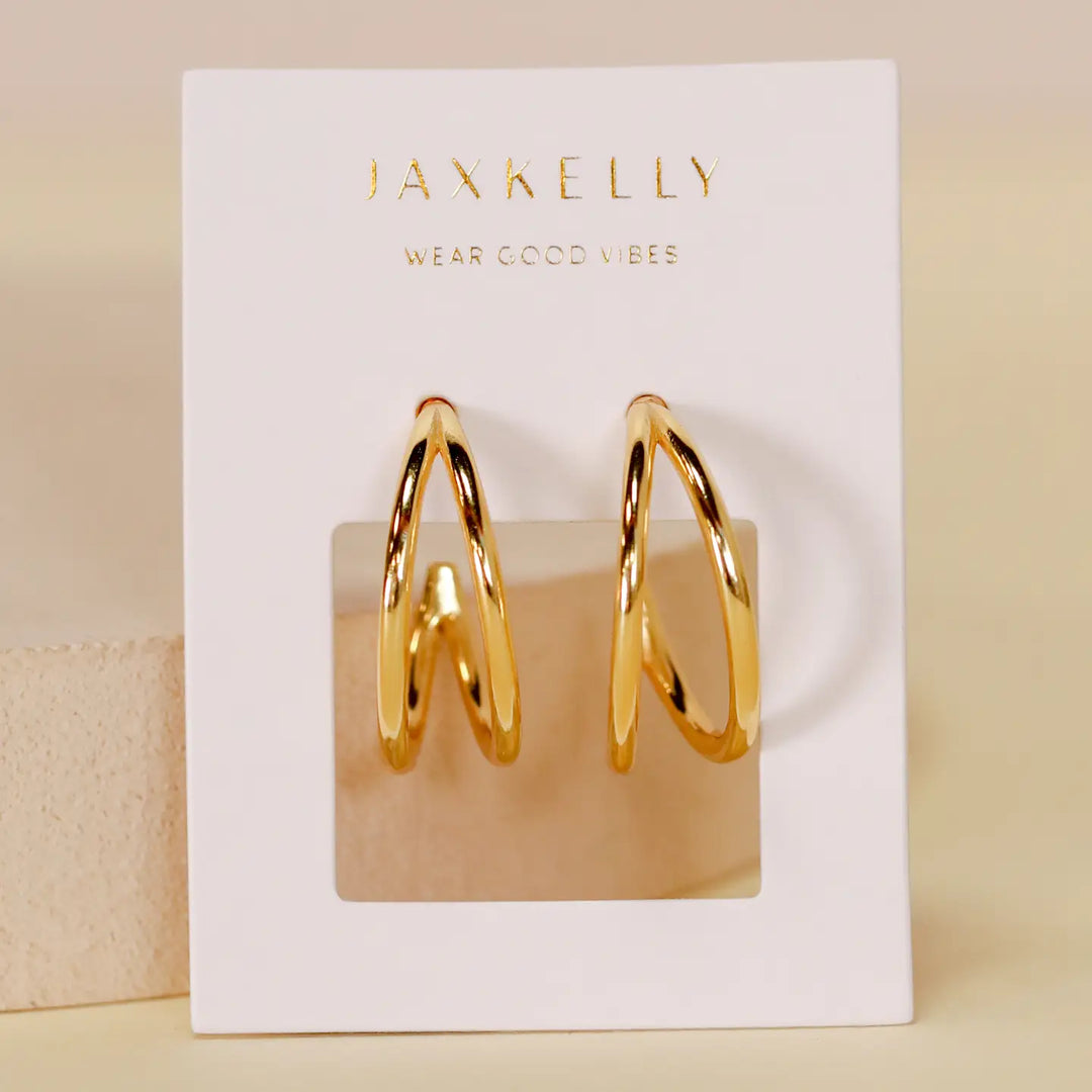 Illusion Double Hoop - Gold Earrings