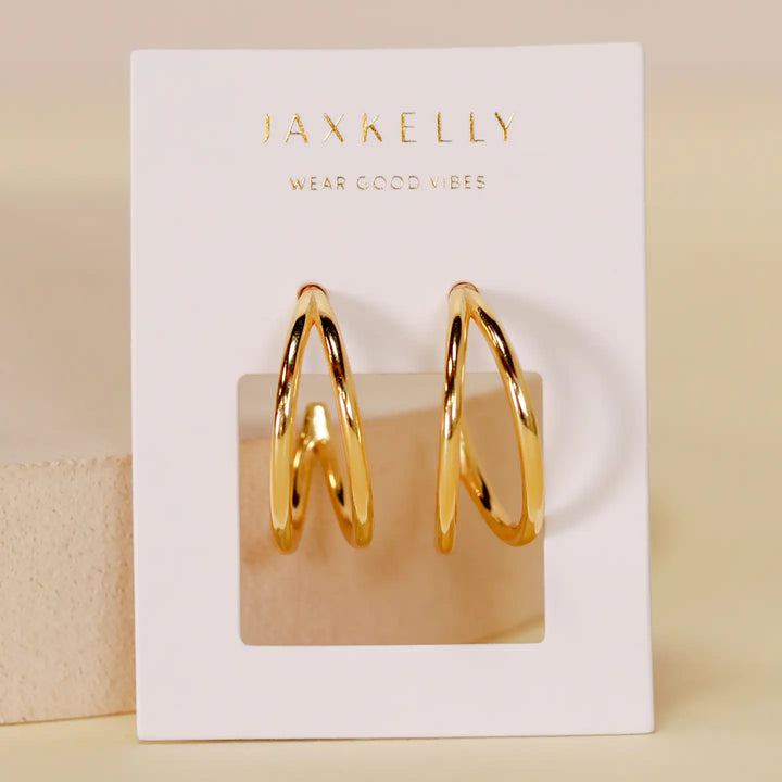 Illusion Double Hoop - Gold Earrings