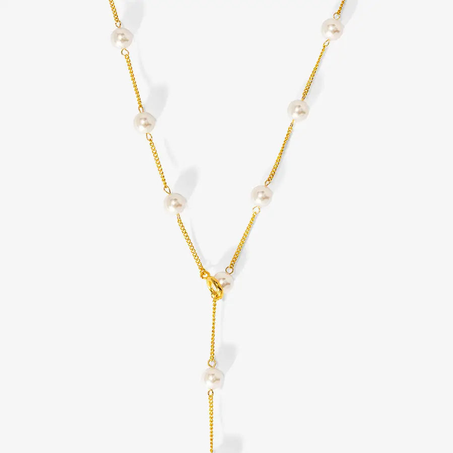 2 in 1 Pearl Lariat Collar Necklace