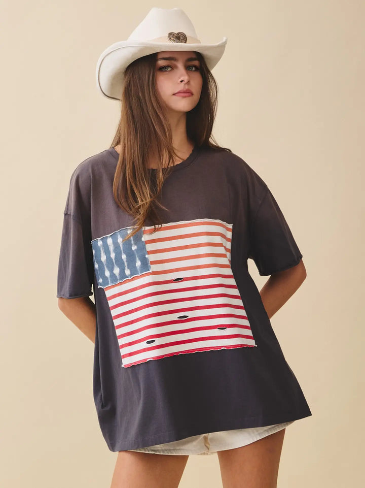 Distressed Flag Patch Tee