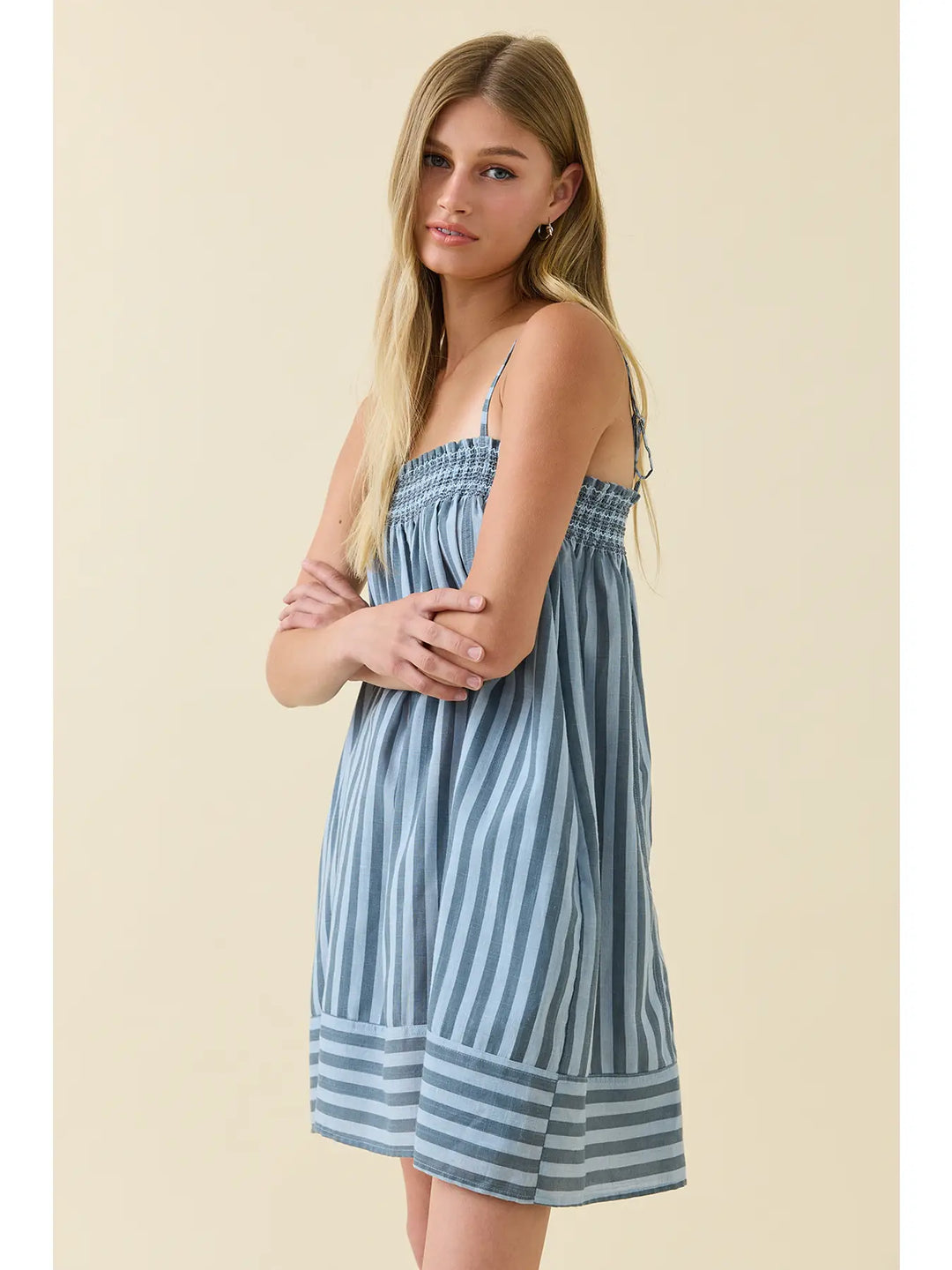 Smocked Stripe Cami Dress