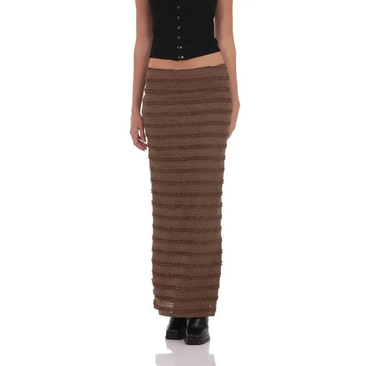 Ruffle Lace Maxi Skirt in Brown