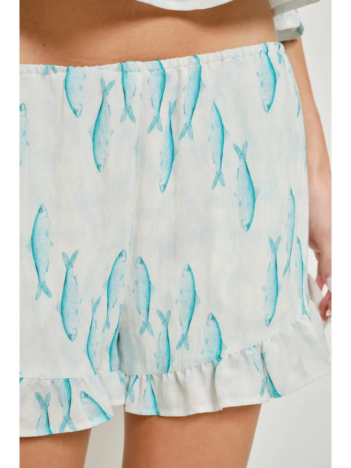 Blaine Fish Print Shorts