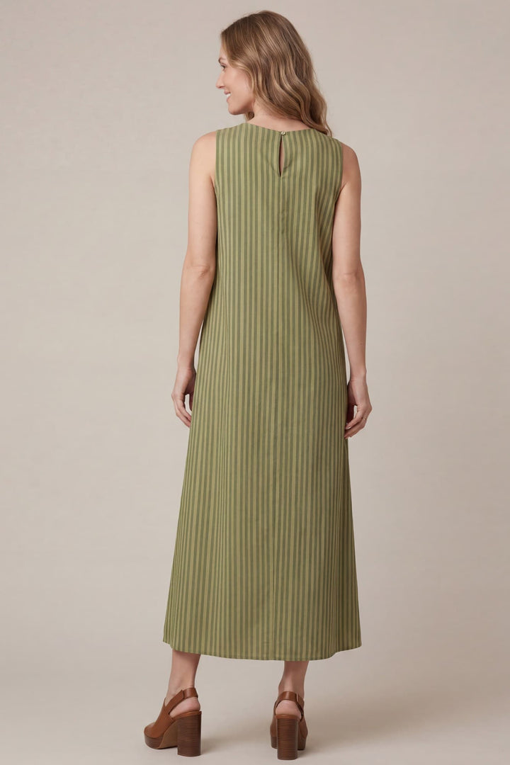 Olive Monochrome Striped Maxi