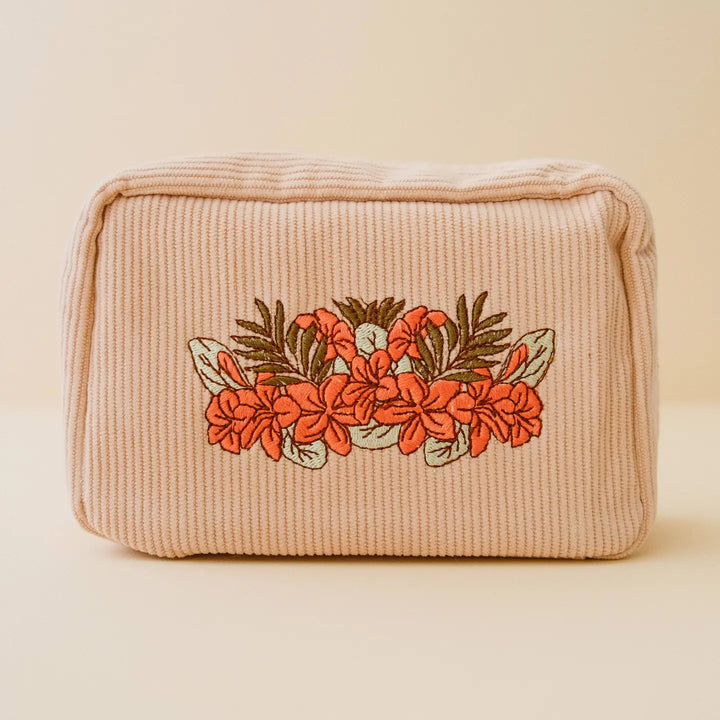 Corduroy Makeup Bag in White Sand