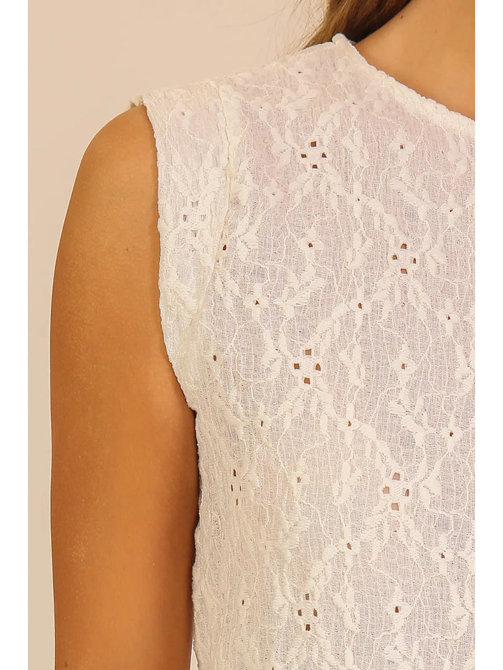 Lace Eyelet Sleeveless Shell Top