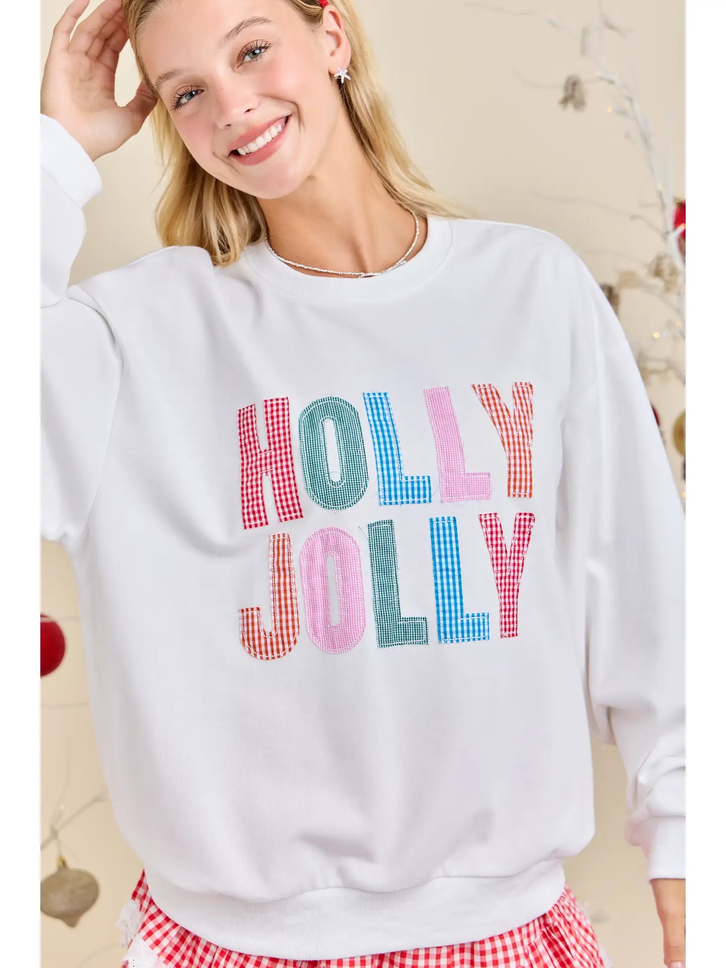 Holly Jolly Multicolor Gingham Pullover