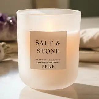 Salt & Stone - Oakmoss 10oz Raw Crystal Glass Candle