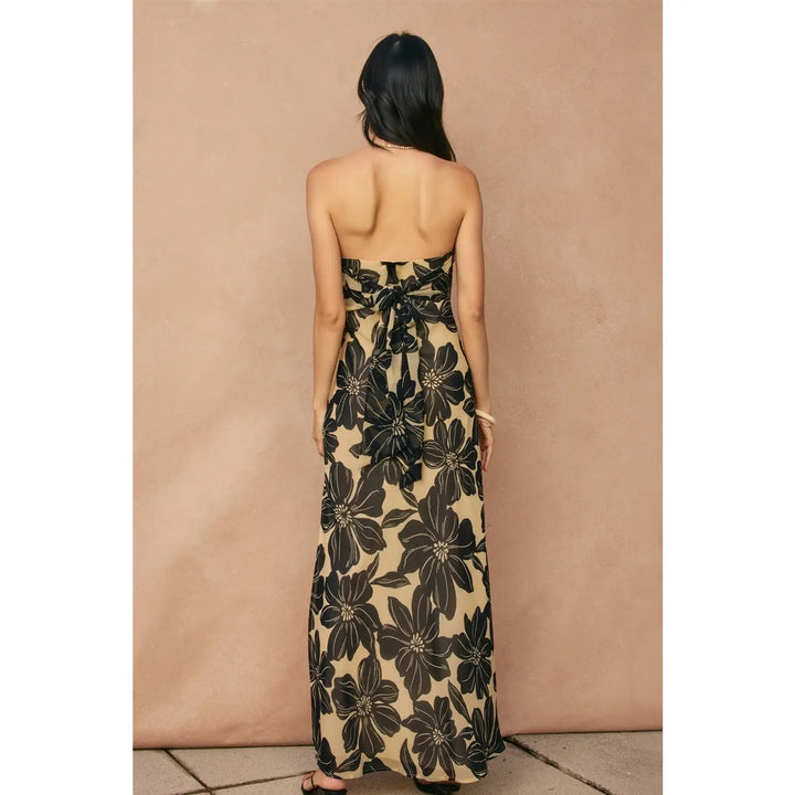 Floratique Strapless Tie Back Maxi Dress