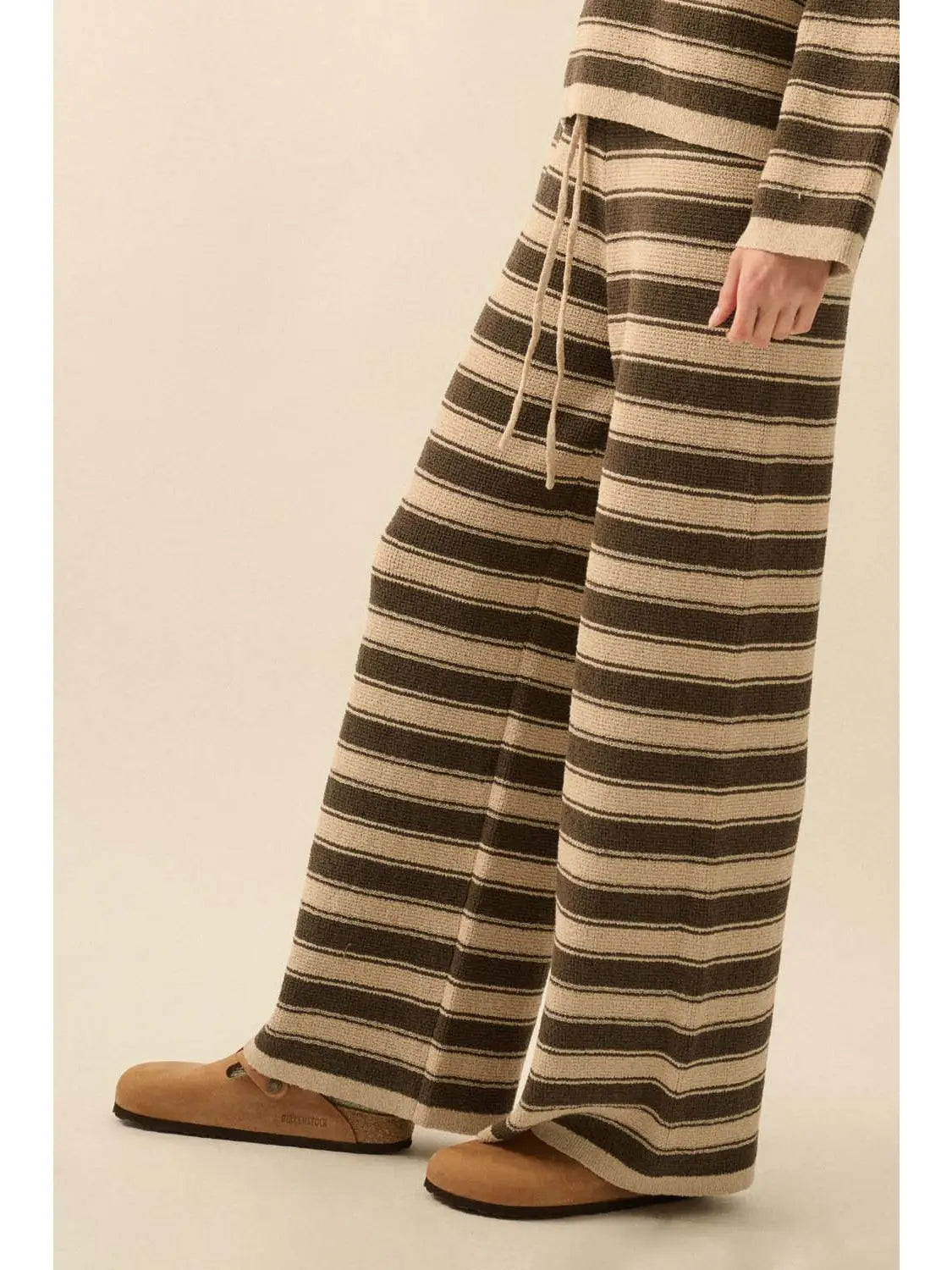 Striped Knit Drawstring Sweater Pants