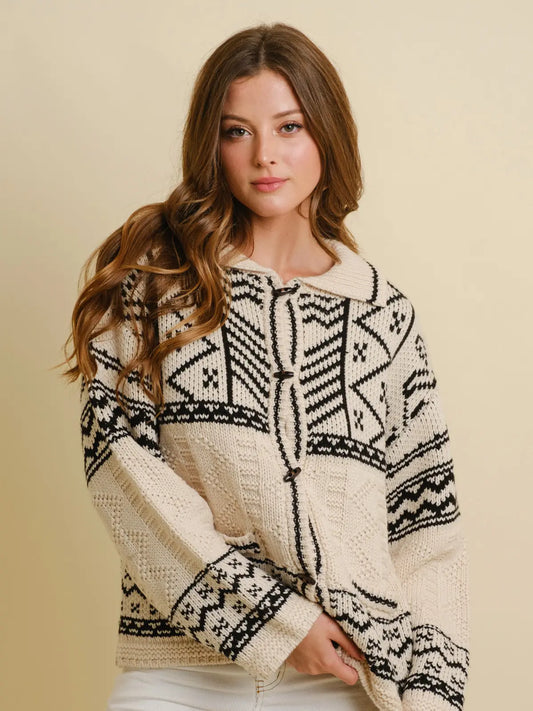 Fair Aisle Button Up Cardigan Sweater