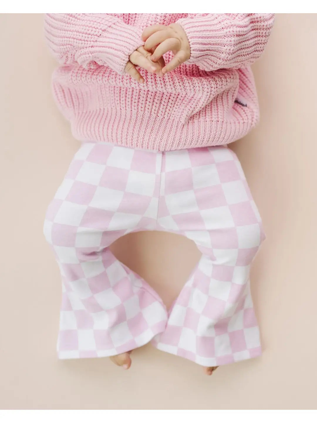 Checkered Flare Pants | Pink