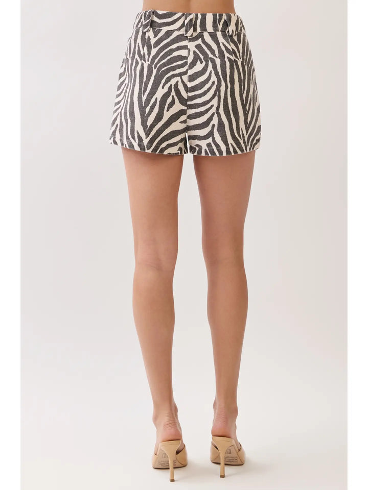 Zebra Print High Waist Tailored Shorts