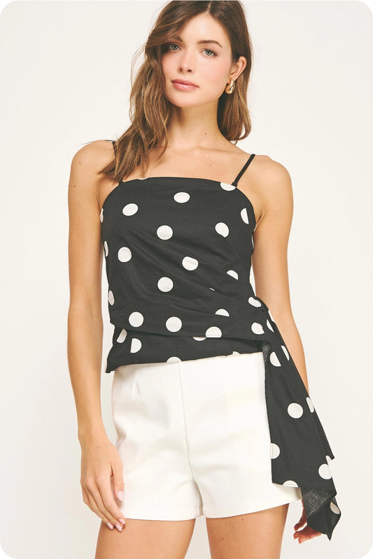 Draped Pleat Detail Polka Corset Tube Top
