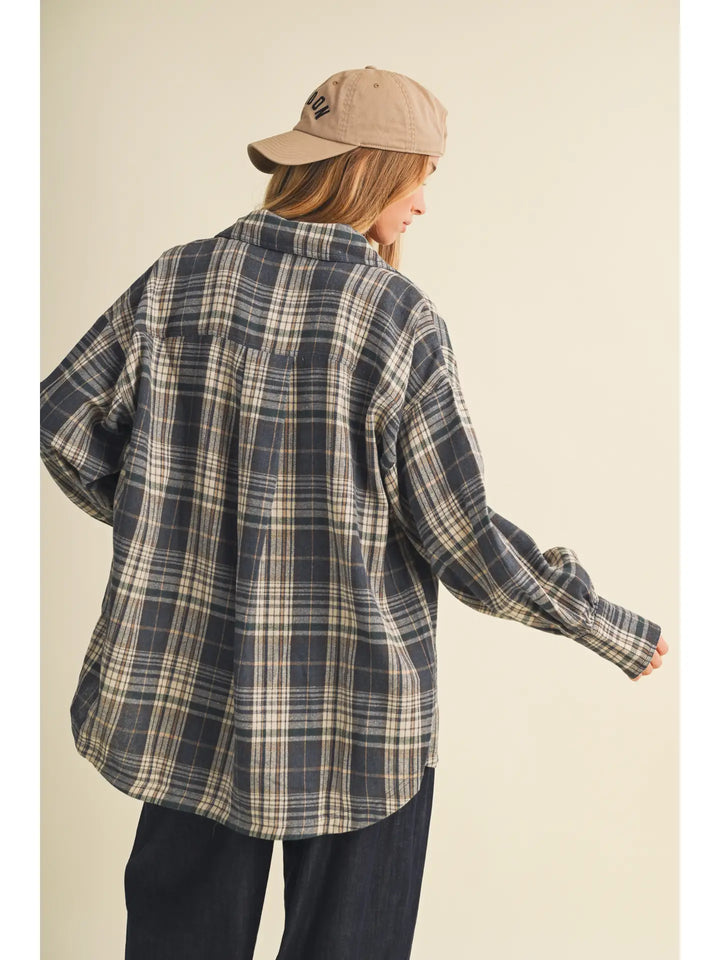 Brushed Plaid Oversized Layering Shacket
