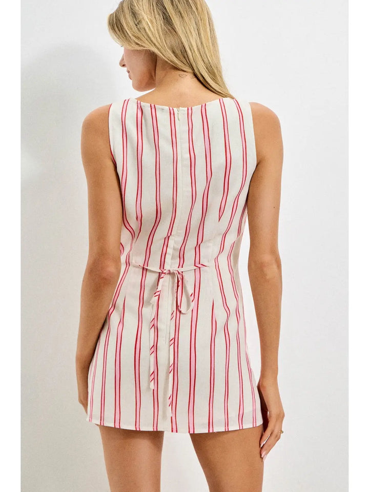 Sleeveless Boat Neck A-Line Mini Romper