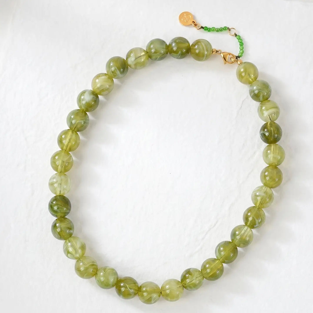 Chunky Green Beaded Necklace