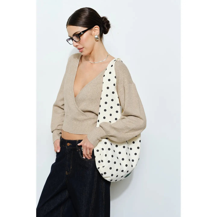 Polka Dot Canvas Sling Bag