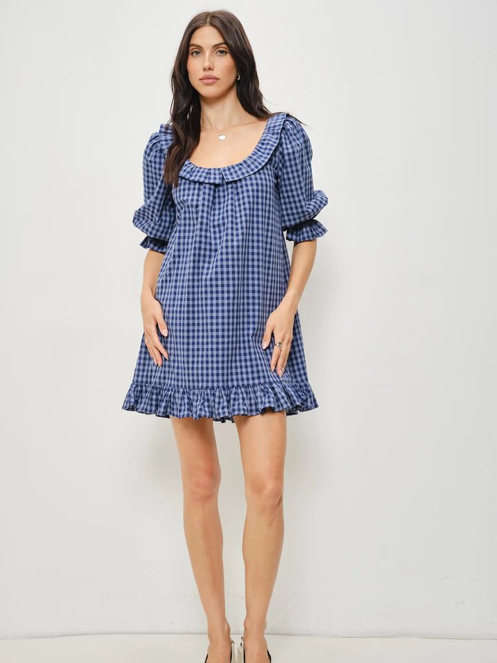 Barron Cotton Gingham Babydoll Dress