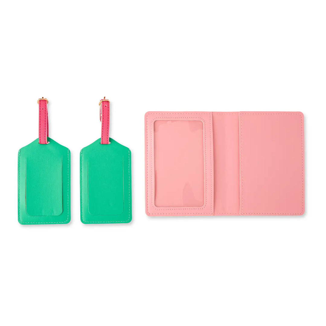 3pc Faux Leather Passport Holder & Luggage Tag Set – Jet Set