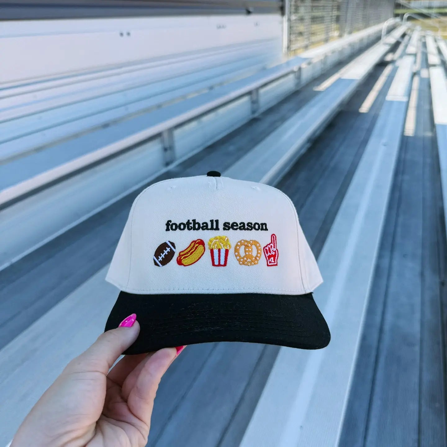 Football Season Icons Trucker Hat - Cream / Black