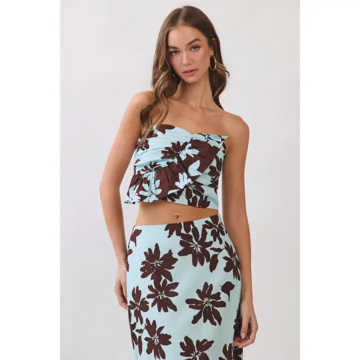 Floral Print Ruffled Crop Top