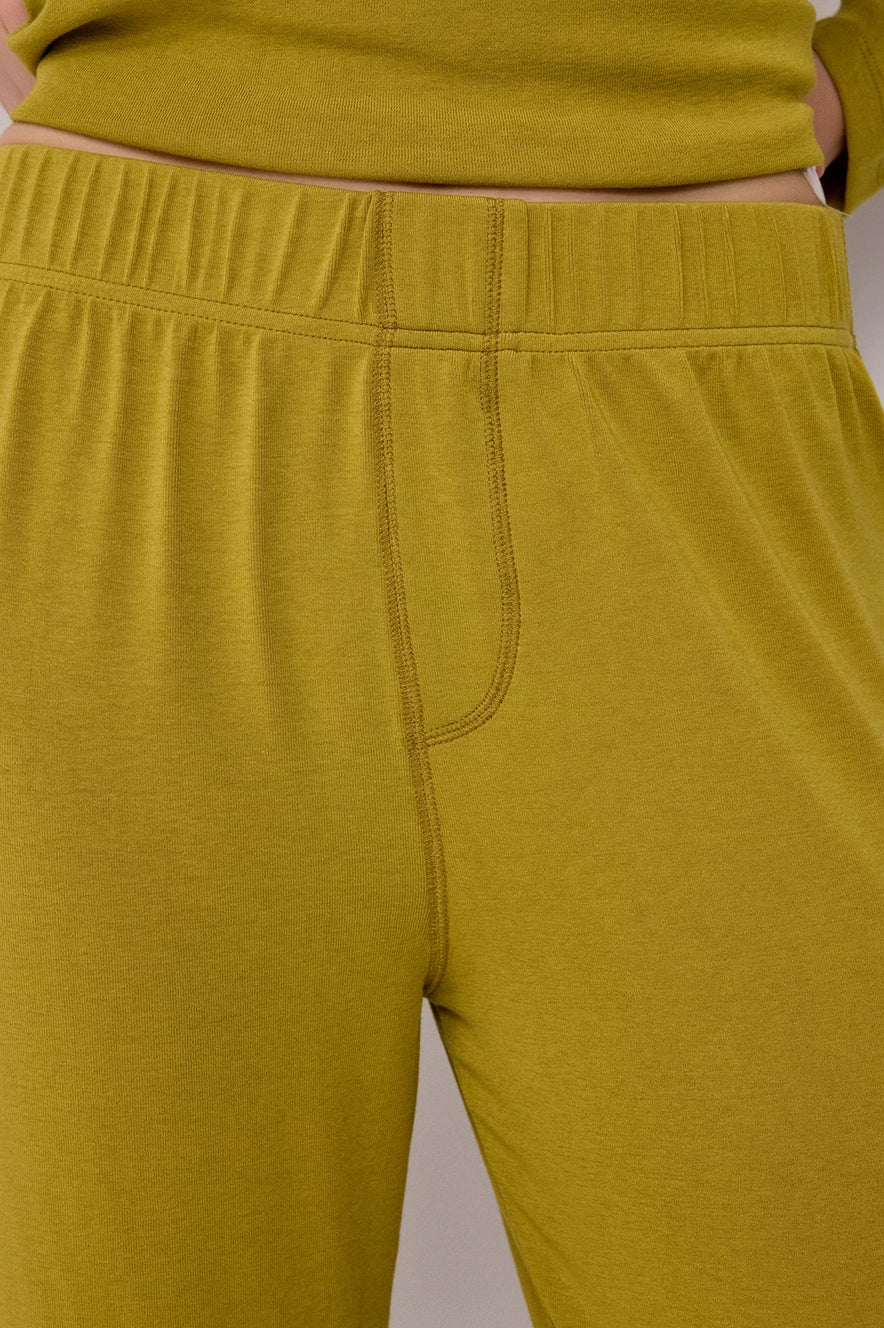 Chartreuse Callie Pants | Knit Wide Leg Boxer Pants – The Ivory Palm