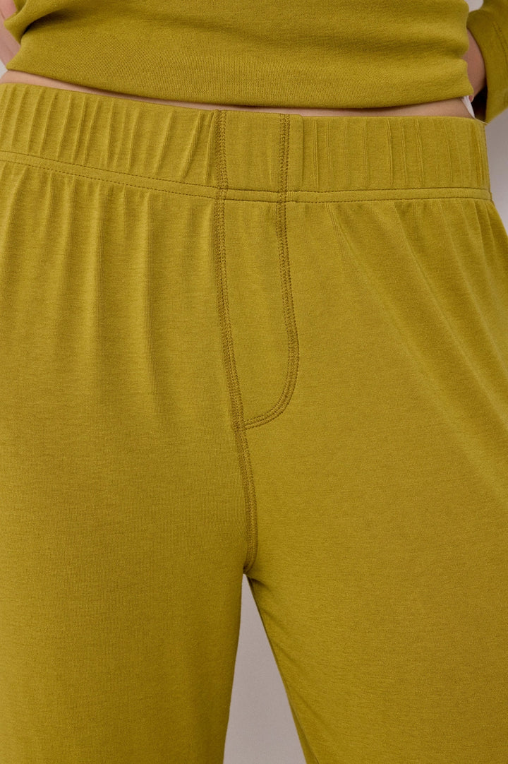 Chartreuse Callie Pants | Knit Wide Leg Boxer Pants