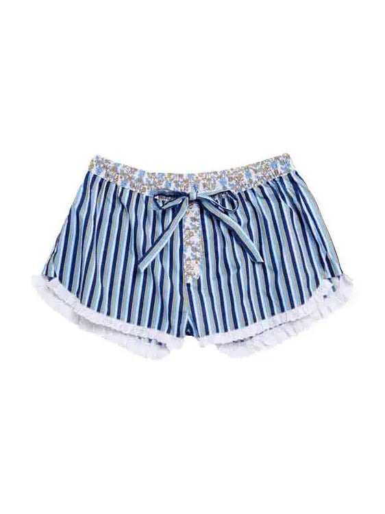 Blue Printed Boxer Style Shorts