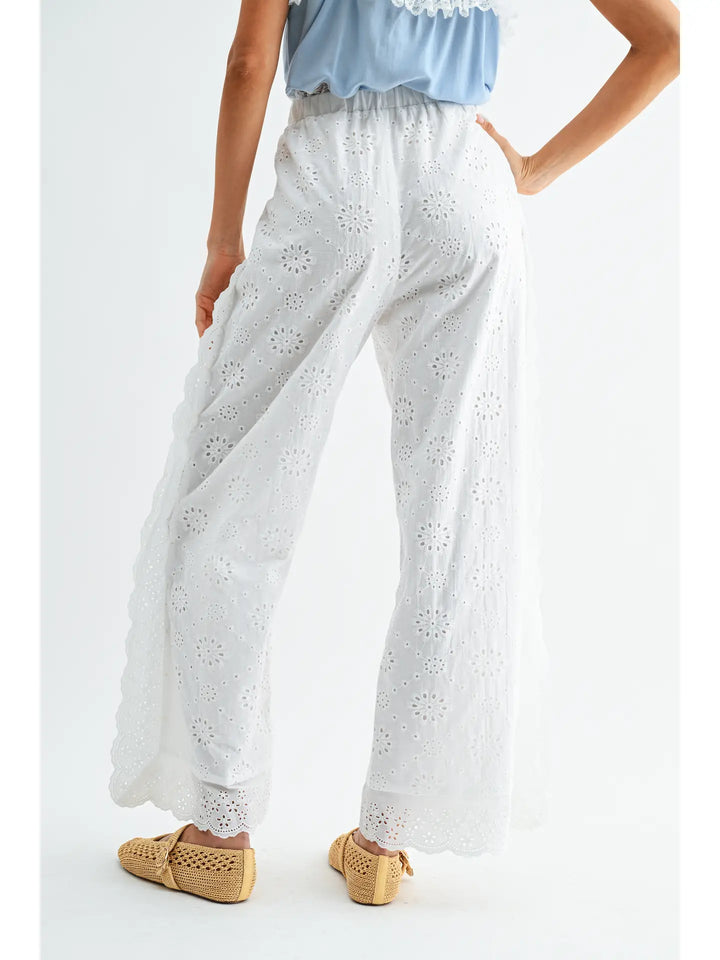 Broderie Anglaise Wide-Leg Trousers