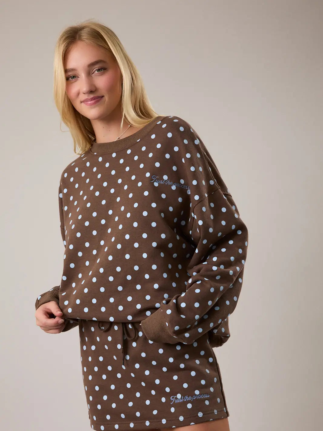 "Trust the Process" Embo Long Sleeve Crew Neck Oversized