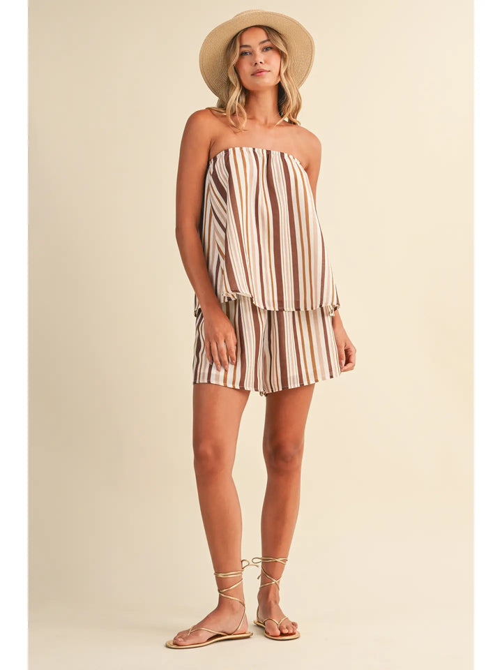 Striped Strapless Tube Top