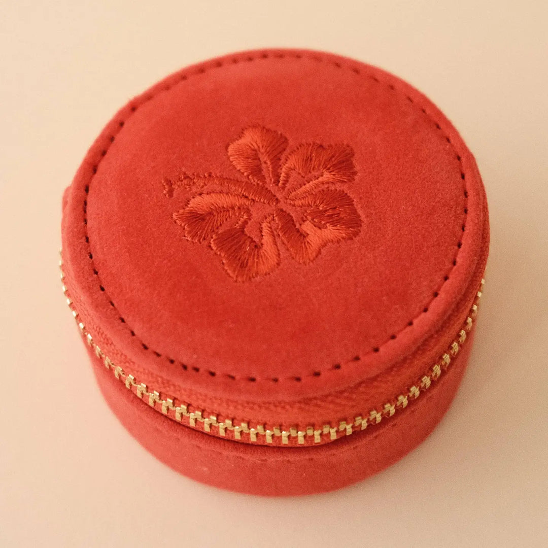 Mini Travel Jewellery Case in Hibiscus Pink