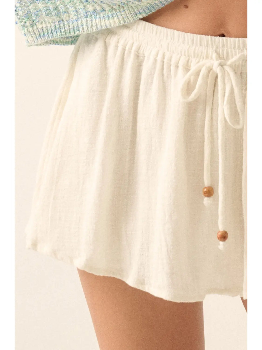 Textured Cotton Drawstring Bloomer Skort