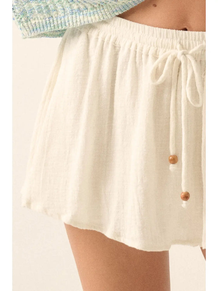 Textured Cotton Drawstring Bloomer Skort