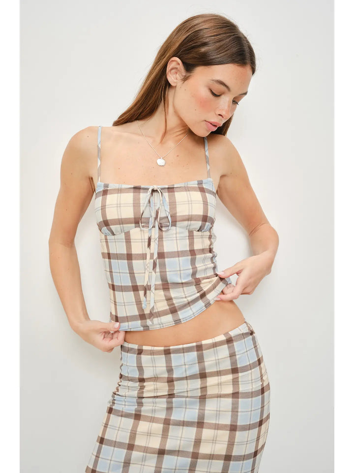Jemima Plaid Mesh Cami