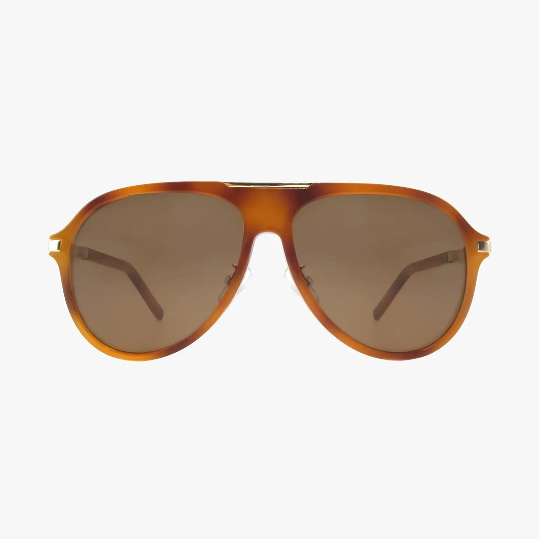 Aura Honey Tortoise Polarized Fashion Aviator Sunglasses