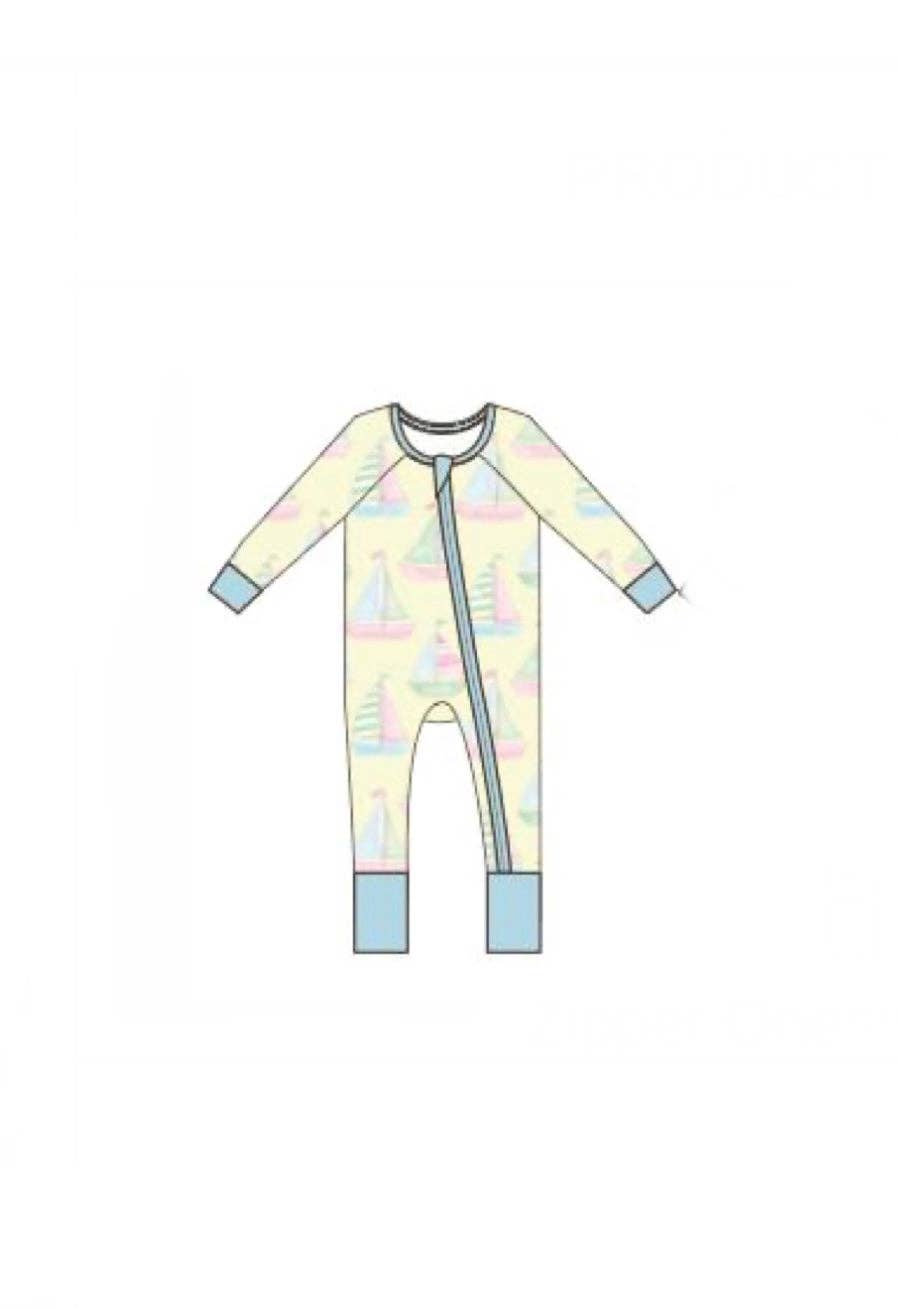 Sailboat Zipper Onesie: 3-6M