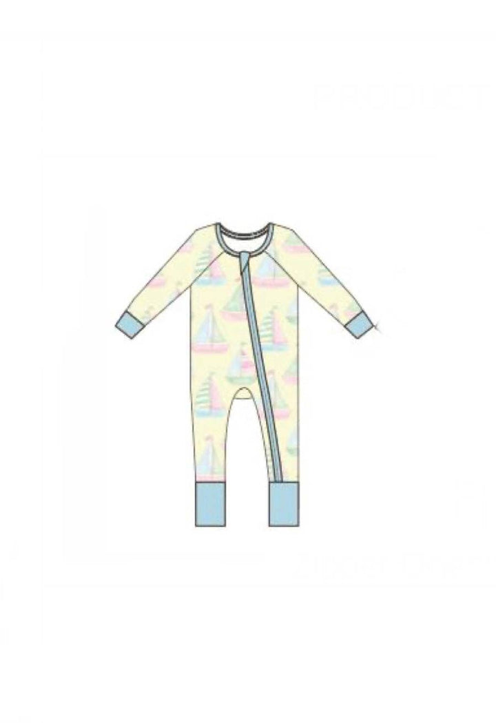 Sailboat Zipper Onesie: 6-9M
