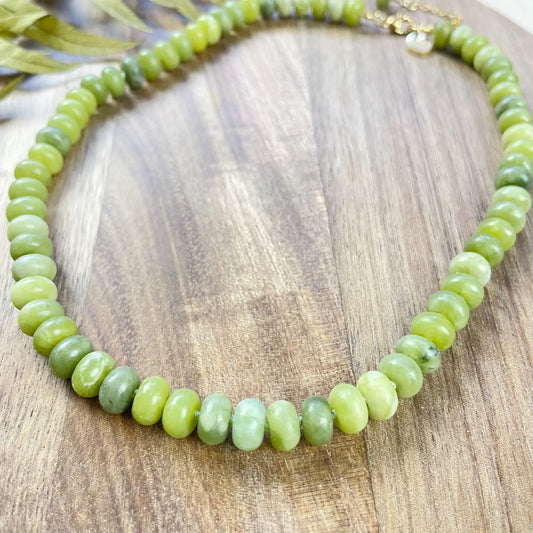 Green Jadeite Hand Knotted Beaded Necklace