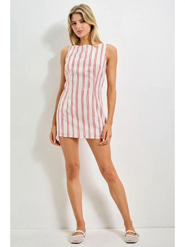 Sleeveless Boat Neck A-Line Mini Romper