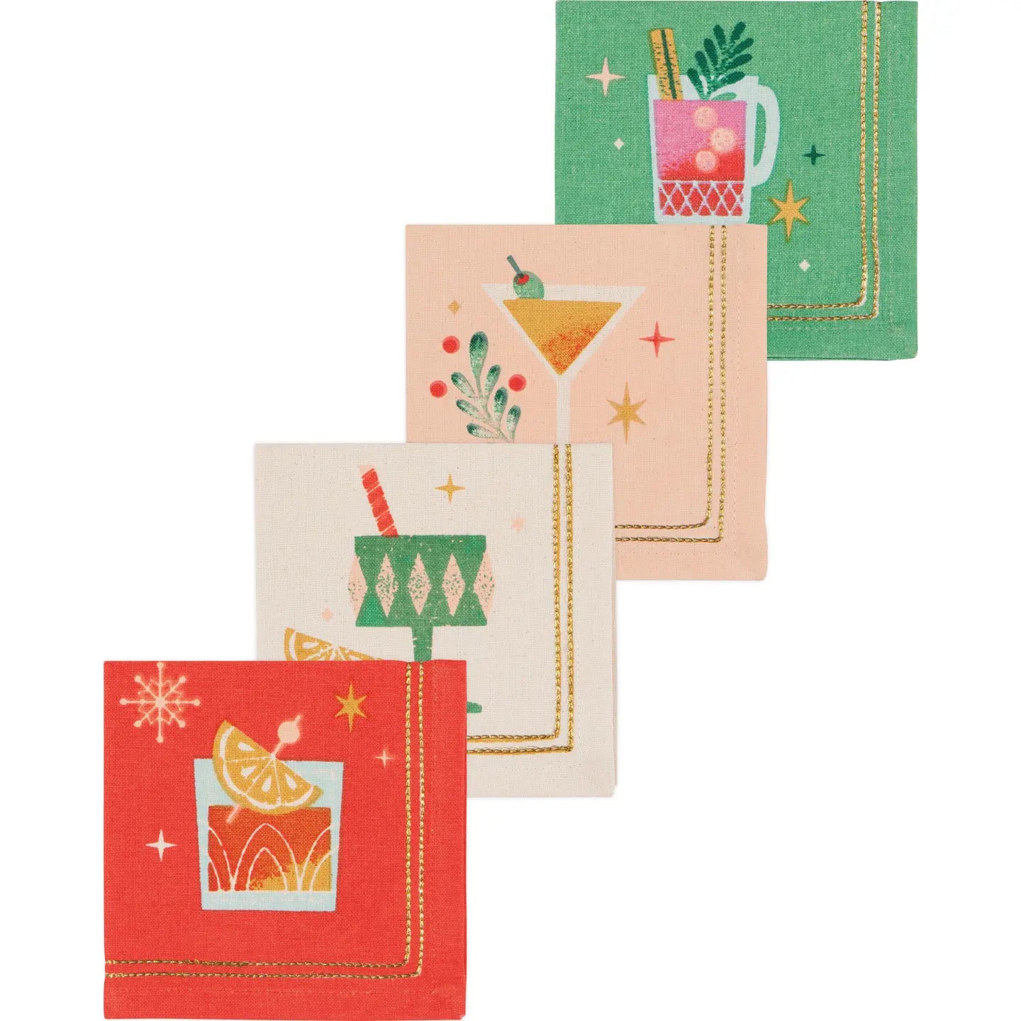 Spirits Bright Christmas Cocktail Napkins Set of 4