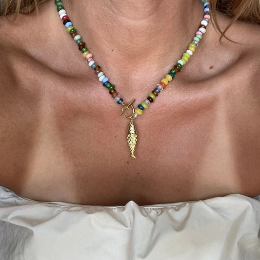 Glass Bead Fish Necklace