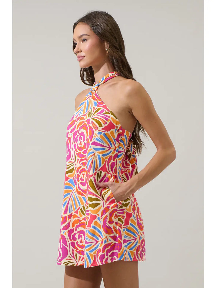 Nomi Floral Amory Halter Mini Dress